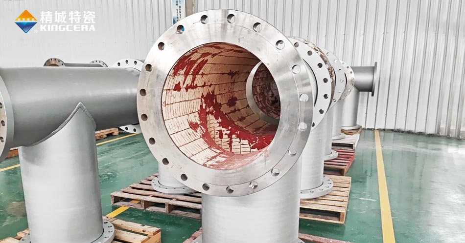 内衬燕尾陶瓷耐高温三通管路